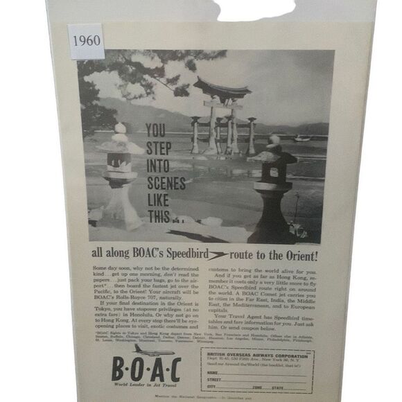 Vintage 1960 BOAC Airways World Leader in Jet Travel Ad Advertisement - Picture 4 of 4